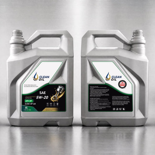 Bidon Clean Oil SAE 5W-20 de 5 L, vues de face et de dos